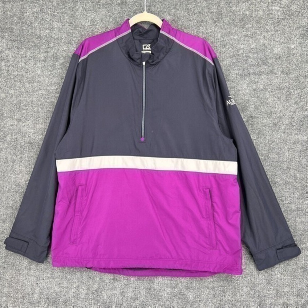 Cutter Buck 1/4 Zip Jacket Mens XL Navy Purple Golf WindTec Pullover Embroidered